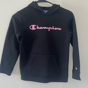 (NWOT) Champion hoodie pink marble logo fleece lined S(7/8)